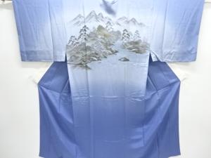 アンティーク　家屋風景模様男物長襦袢